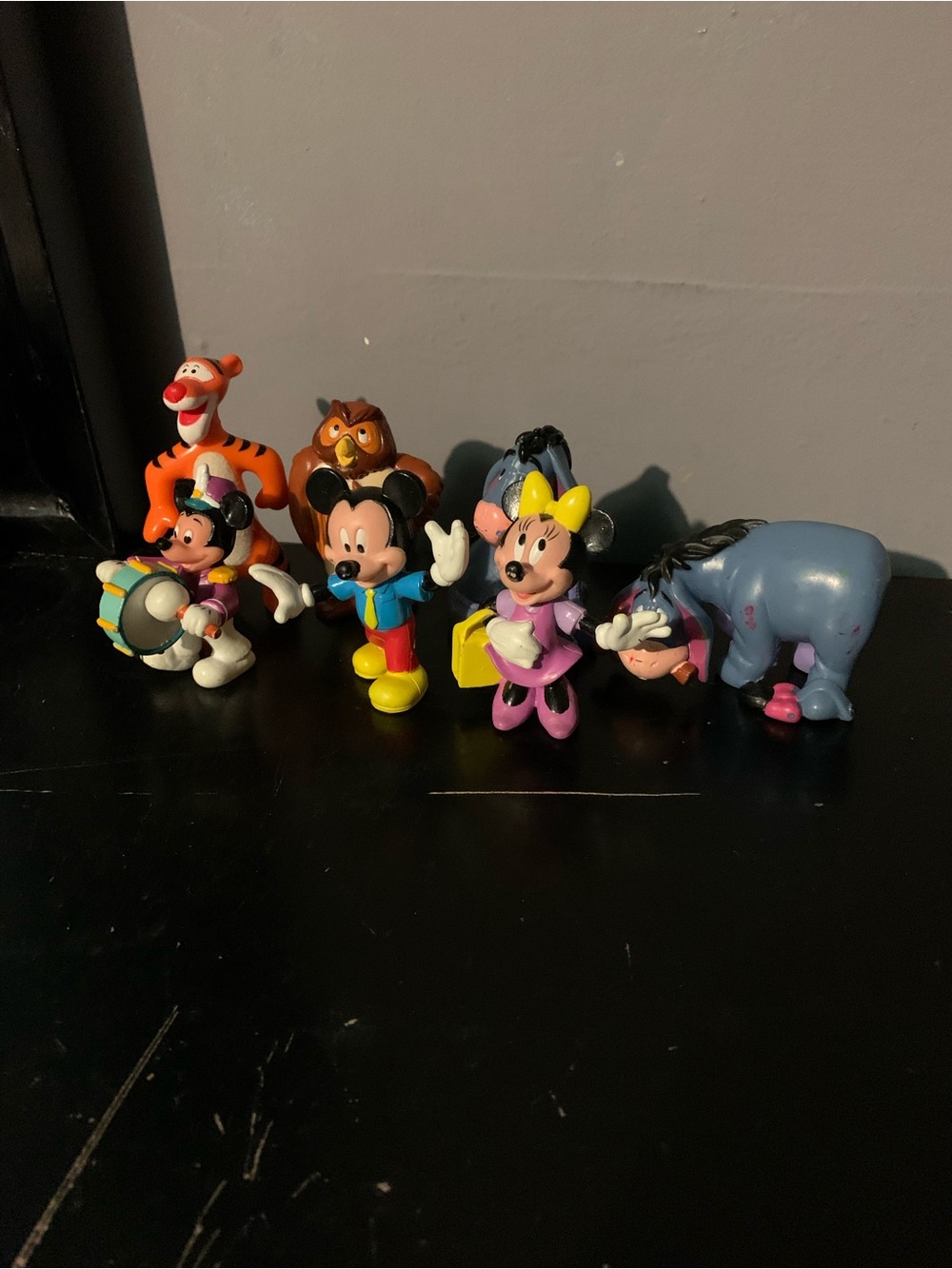 Vintage Disney Winnie The Pooh And Mickey And Minnie Figure Lot Of 7